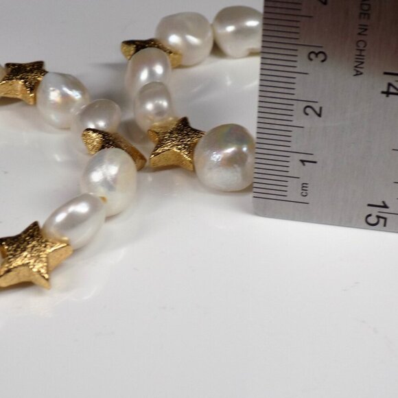 Baublebar Real Keshi Pearls Stretch Bracelet Bracelets Gold-tone Stars 6 & 6.5" - Picture 2 of 8